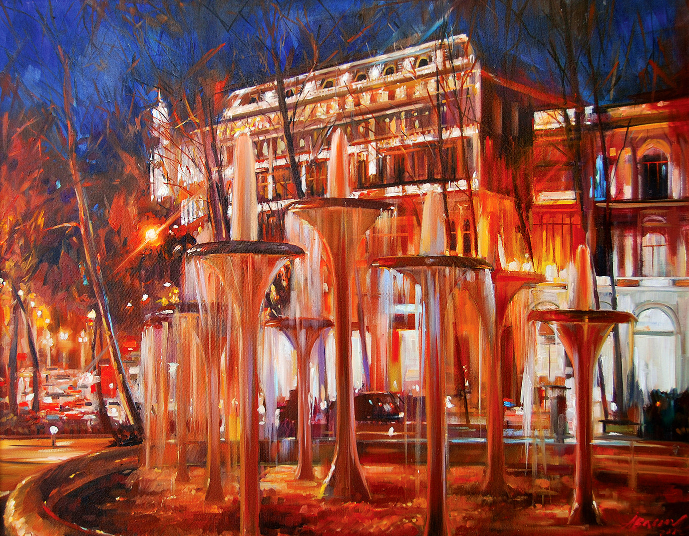 Baku at night. Giclee print